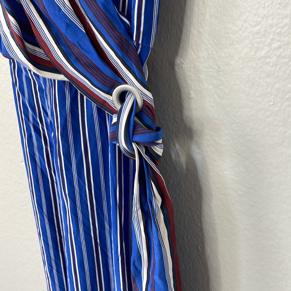 Rag & Bone 100% Silk Red, White, and Blue Striped Felix Wrap Jumpsuit - Picture 8 of 16